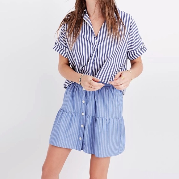 Madewell Dresses & Skirts - NWT Madewell Bistro Stripe Button Placket Skirt, L